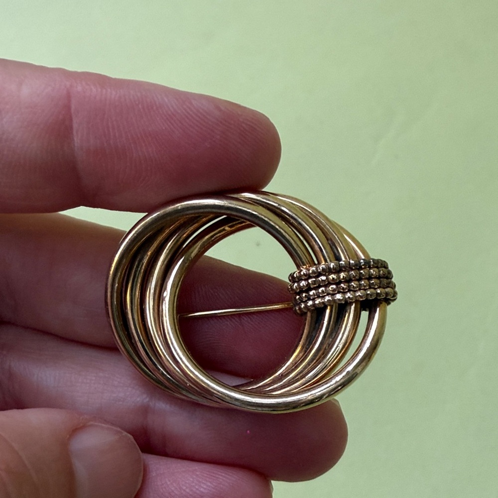 Vintage and Unique 12K Gold-Filled Multi-Hoop Brooch